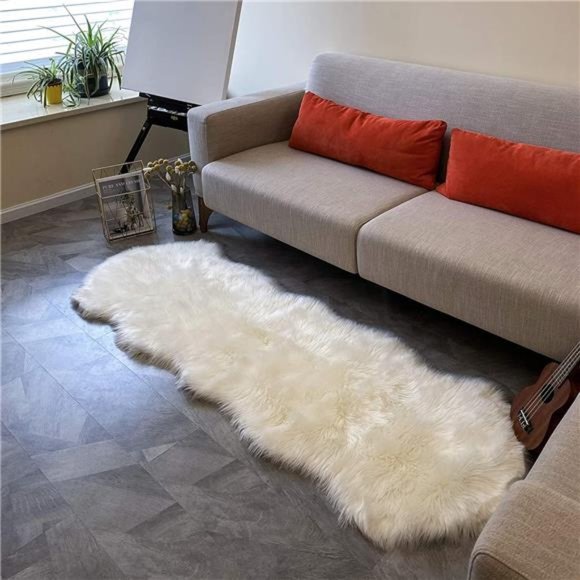 Ultra Soft Faux Sheepskin Fur Rug White Fluffy Area Rugs Chair Couch Cover Fuzzy - Picture 6 of 6